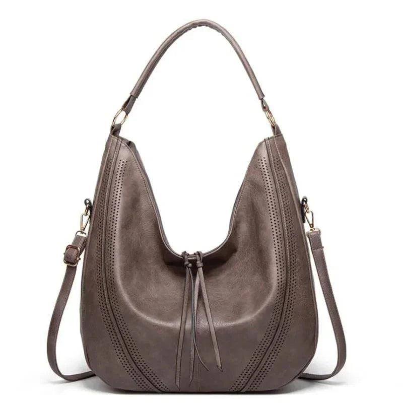Chic Boho Shoulder Bag for Women – Slouchy Design with Adjustable Strap in Grey, Black, and Brown-1