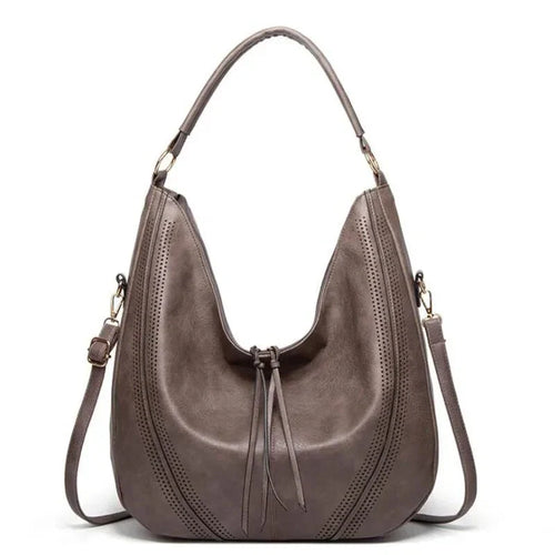 Chic Boho Shoulder Bag for Women – Slouchy Design with Adjustable Strap in Grey, Black, and Brown-1